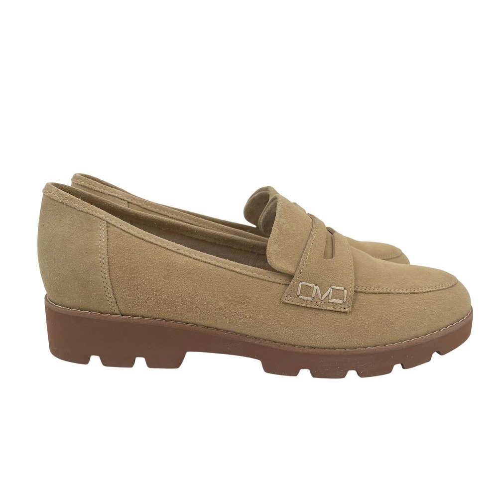 Vionic Cheryl II Loafers Women 9 Tan Suede Lug Sole Penny Slip On Classic Preppy
